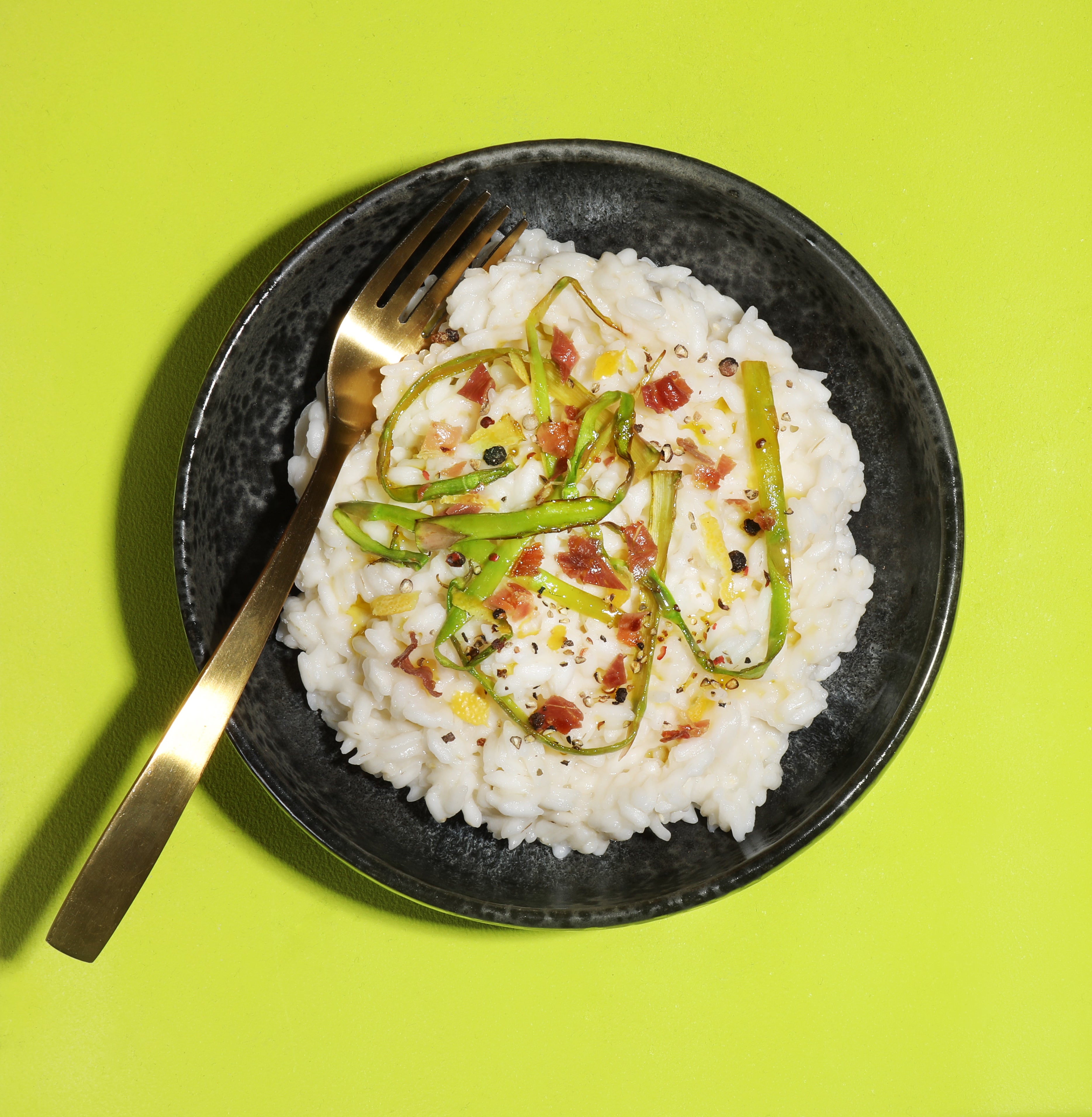 Risotto mit Ziegenfrischkäse und Gänsebrühe